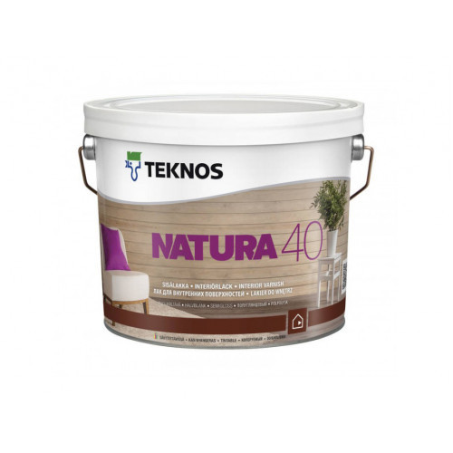 Акриловий лак Teknos Natura 40 напівглянцевий 9л, фото 1