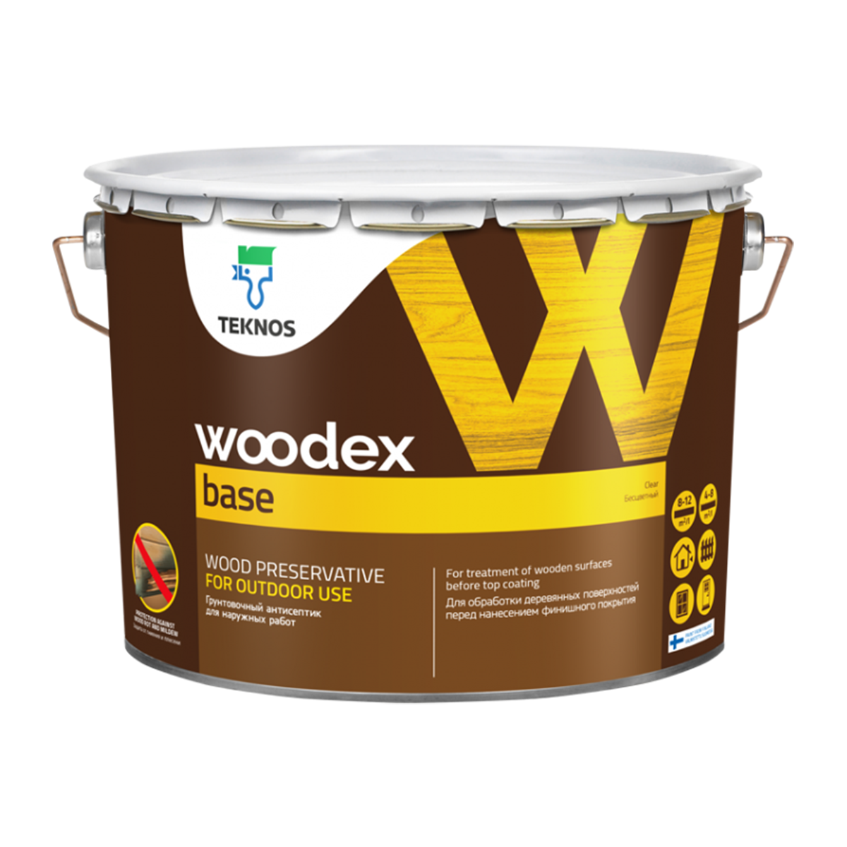 Грунтовочный антисептик Teknos Woodex Base 3л, фото 1