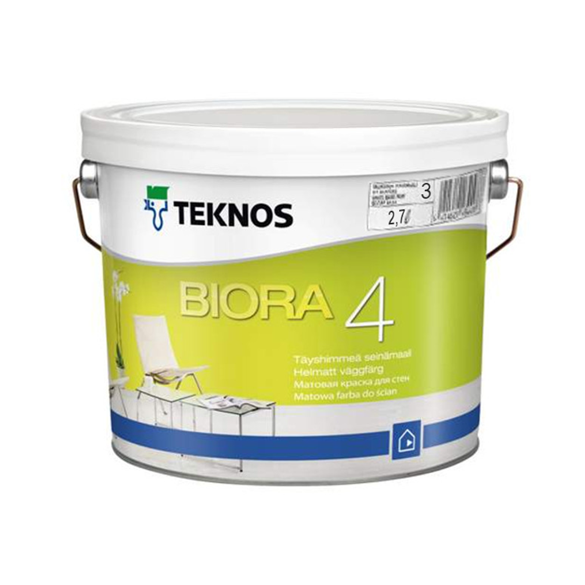 Матова акрилатна фарба Teknos Biora 4 2,7л База С