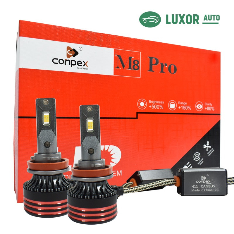 Світлодіодні LED автолампи Conpex M8 PRO H11 100W 14000LM 6500K з обманкою (Canbus)