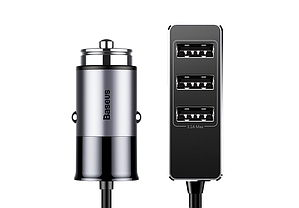 Адаптер автомобільний BASEUS CCTON-0G 4USB, 5.5 A, сірий, фото 3