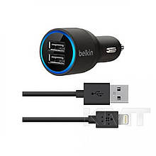 Зарядний пристрій Belkin (F8J071) Car Charger Set (Lightning) (2 USB)(2.1 A) Black
