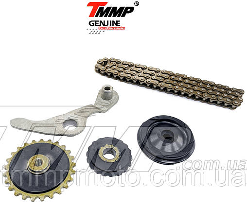 Зірочки натяжителя ланцюга распредвала + ланцюг распредвала Delta 110 TMMP, фото 1