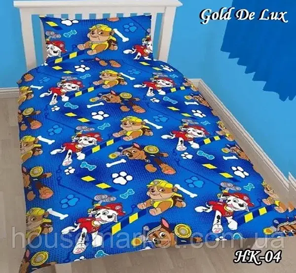 Дитяча постільна полуторна білизна "Щенячий патруль", Бязь Ґолд-Люкс - фото 1 - id-p1488333924