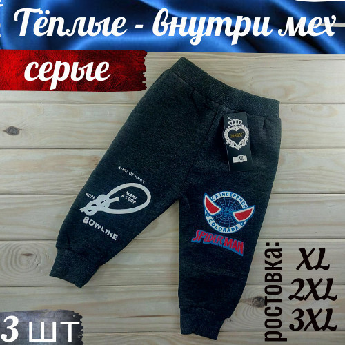 Штани дитячі зимові на хутрі сірі МАКС (ростовка 3 розміри довжина: 40см/45см/50см) УЦІНКА ЛДЗ-11244, фото 1