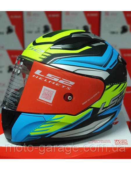 LS2 FF353 RAPID GALE MATT BLACK BLUE YELLOW (РАЗМЕР L), фото 1