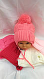 Шапка дитяча в'язана на флісі, фото 2