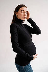 Чорна кофта гольф для вагітних і годуючих мам трикотажна з секретом для годування, 5279051-Ч