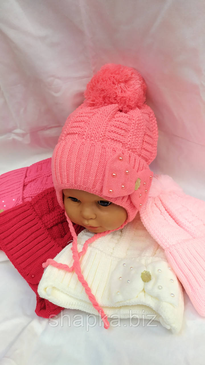 Шапка дитяча в'язана на флісі, фото 1