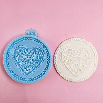 Силіконовий молд Серце з відбитком квіточками