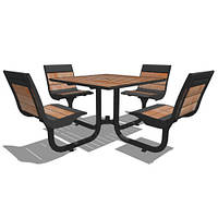 Садовий стіл+4 стільці зі спинками метал антрацит, дерево Вифарбування №1 (Rud TM)