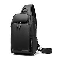 Однолямочный рюкзак Outwalk 8873 USB порт мужской городской 10л черный