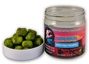 Бойл варені Piranhas Baits Solid Boilies Euro Series Acid Pear-Pineapple 12x16mm 100gr