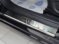 Накладки на пороги "Premium" Chevrolet Aveo III 4D / 5D 2011- (4 шт., металл) - Защитные накладки на пороги