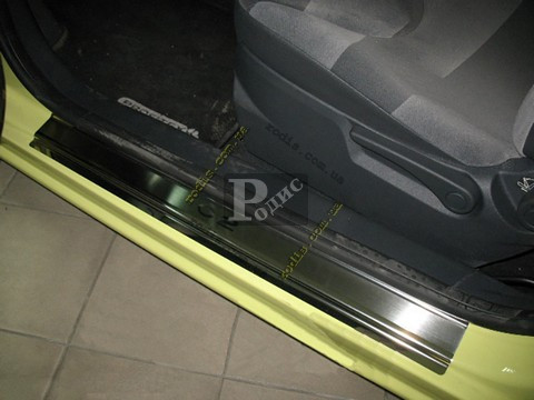 Накладки на пороги "Premium" Citroen C2 3D 2003-2010 (2 шт., метал) — Захисні накладки на пороги Сітроен С2