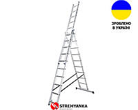 Алюминиевая трехсекционная лестница 3х10 ступеней TRIOMAX VIRASTAR