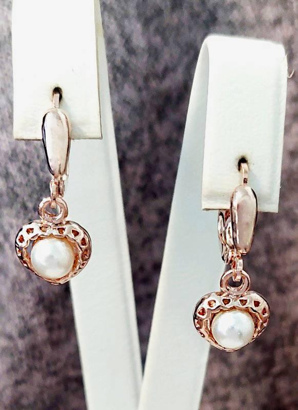 Сережки булькаті з фіанітами та перлами (англійська застібка) Довжина сережки 2,5 см Ширина 10 мм.