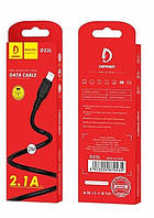 Дата кабель силиконовый DENMEN D23L 2.1A 2M Lightning Black