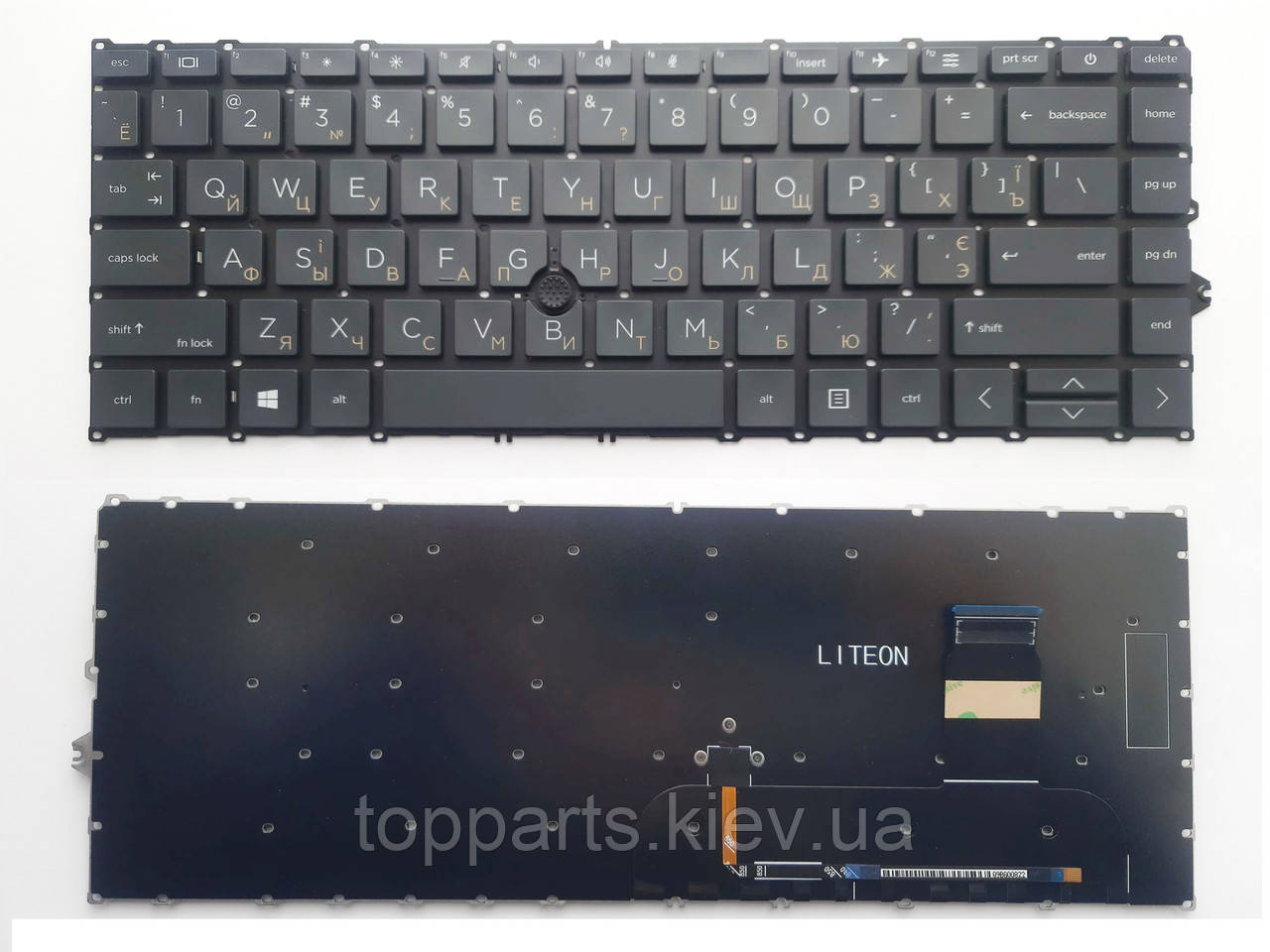 Клавіатура для ноутбуків HP EliteBook 745 G7/G8, 840 G7/G8 чорна без рамки з трекпоінтом RU/US