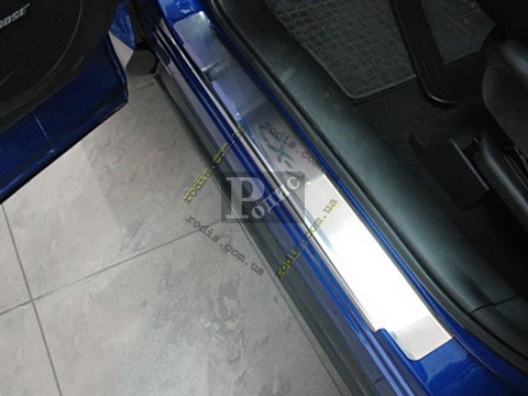 Накладки на пороги "Premium" Mazda CX-7 2006-2012 (4 шт., метал) — Захисні накладки на пороги Мазда СХ7