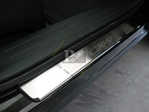 Накладки на пороги "Premium" Mazda CX-9 2007-2016 (4 шт.) — Захисні накладки на пороги Мазда СХ9