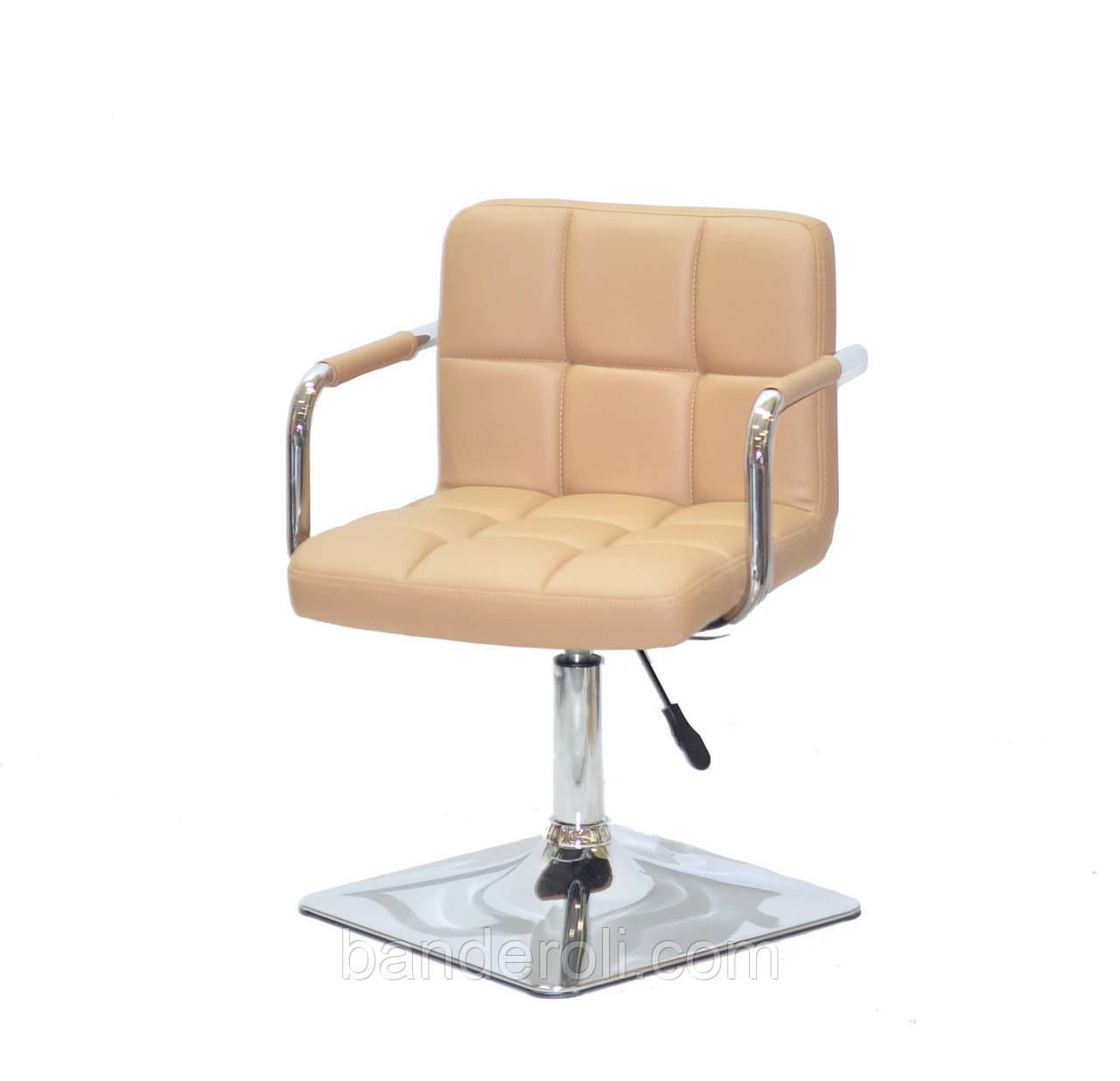 Крісло Arno-Arm 4-CH-Base бежевий 1009 кожзам, з підлокітниками на квадратному підставі з регулюванням висоти, фото 1