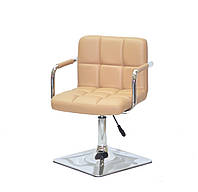 Кресло Arno-Arm 4-CH-Base бежевый 1009 кожзам, с подлокотниками на квадратном основании с регулировкой высоты