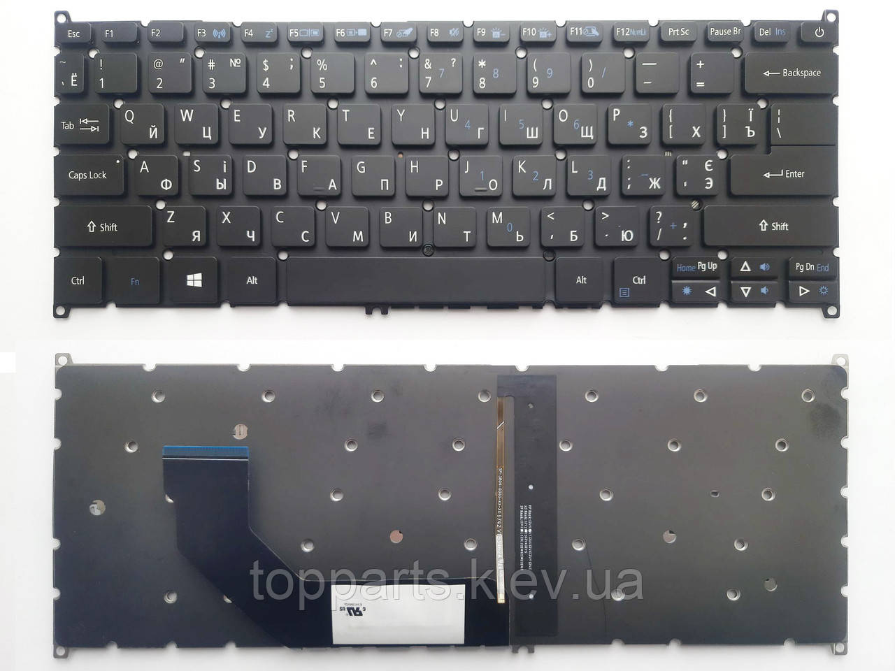 Клавіатура для ноутбуків Acer Swift SF314-41, SF314-52, SF514-51 чорна без рамки з підсвіткою UA/RUUS
