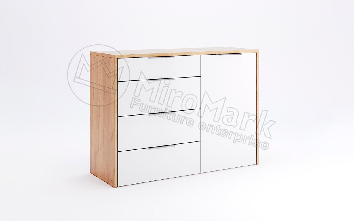 Комод Асті 1дв 4х Дуб крафт/Білий глянець MiroMark