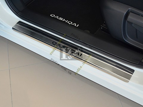 Накладки на пороги "Premium" Nissan Qashqai / Qashqai II / II Fl 2007-/2013-2017/2017- (4 шт., металл) -