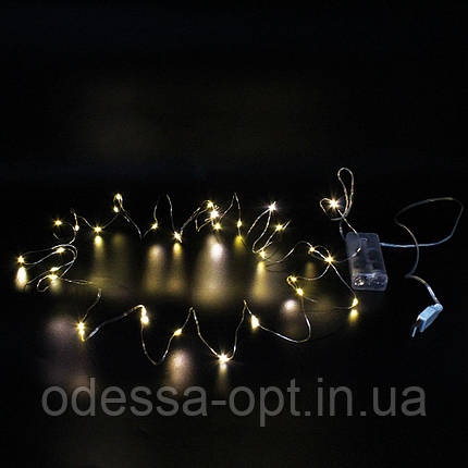 Xmas гірлянд 30 Led 3M (Copper) на мідному дроті (Крапля роси) WW працює від батарейок+USB, фото 1