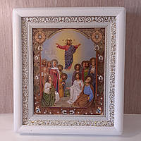 Ікона Вознесіння Господнє, лик 15х18 см, в білому дерев'яному кіоті