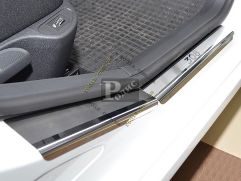 Накладки на пороги "Premium" Peugeot 308 5D 2007-2013 (6 шт., метал) - Захисні накладки на пороги Пежо 308