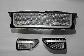 Решітка + зябра (чорна + сіра сітка + сіра окантовка) Range Rover Sport 2006-2010