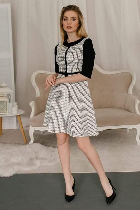 Сукня коротка рукав 3\4 буклє приталена біла, фото 1