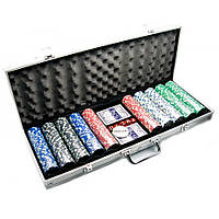 Покерный набор в кейсе 2 колоды карт 500 фишек Вес фишки 4 гр d-39 мм 56х22х7см