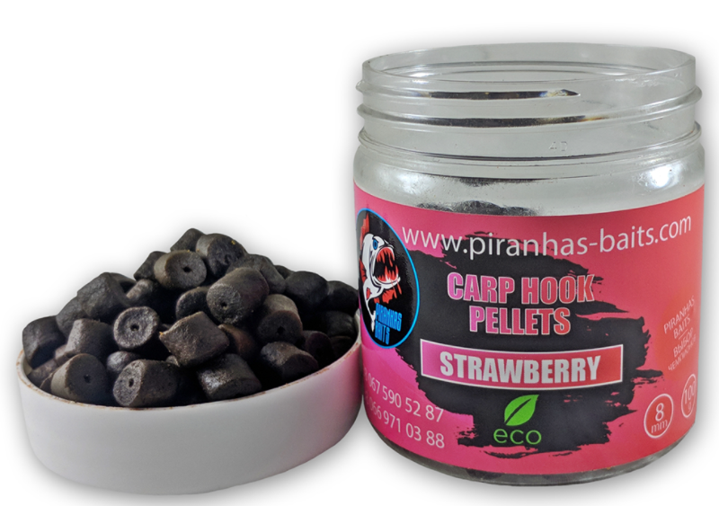 Пелетс насадочний Piranhas Baits Carp Hook Pellets Strawberry 8mm 100gr, фото 1