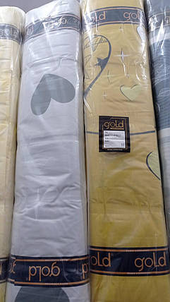 Тканина для постільної білизни Бязь "Gold" Lux GL1761 (A+B) - (50м+50м) серця на жовтому та сірому, фото 3