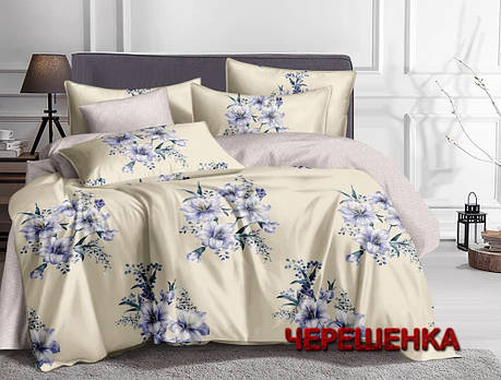 Тканина для постільної білизни Бязь "Gold" Lux GL1764 (A+B) - (50м+50м) бежева з квітковим принтом, фото 1