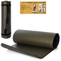 Коврик для йоги и фитнеса, NBR вспененный каучук 183х61х10 мм Черный (MS-2608)