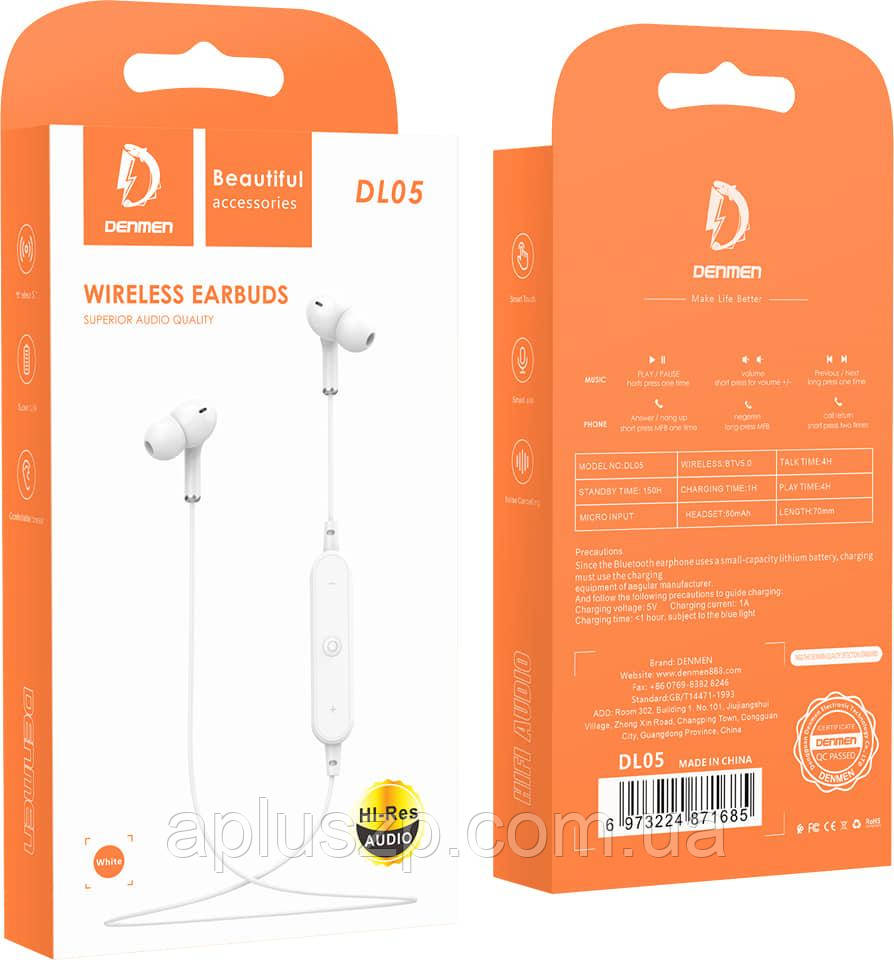 Навушники бездротові Bluetooth DENMEN DL05 Чорні