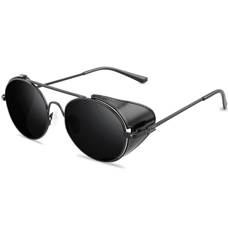 Сонцезахисні окуляри із шорами в стилі стимпанк із чорною оправою (арт. 17306/3)