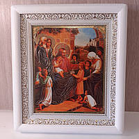 Ікона Благословення дітей, лик 15х18 см, в білому дерев'яному кіоті