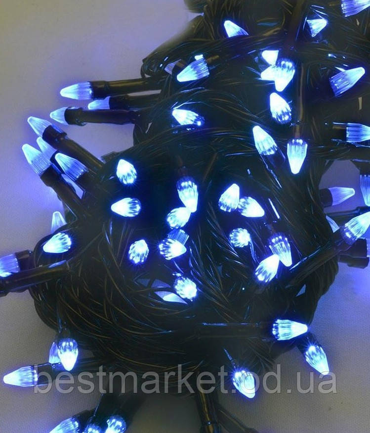 Новорічна світлодіодна Гірлянда Нитка Конус 500LED Синій ч/пр