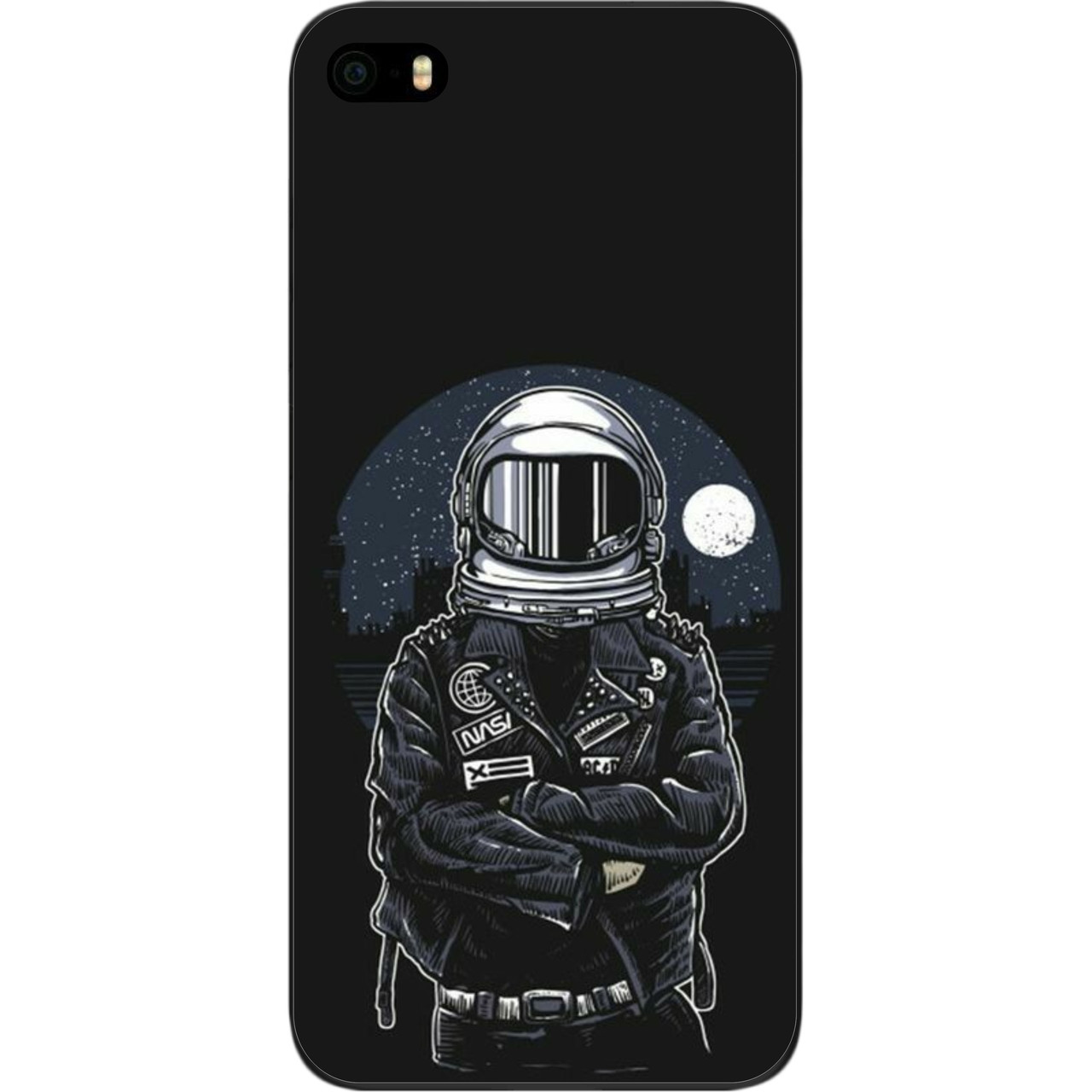 Силіконовий чохол для iPhone SE з картинкою Космонавт і місяць, фото 1