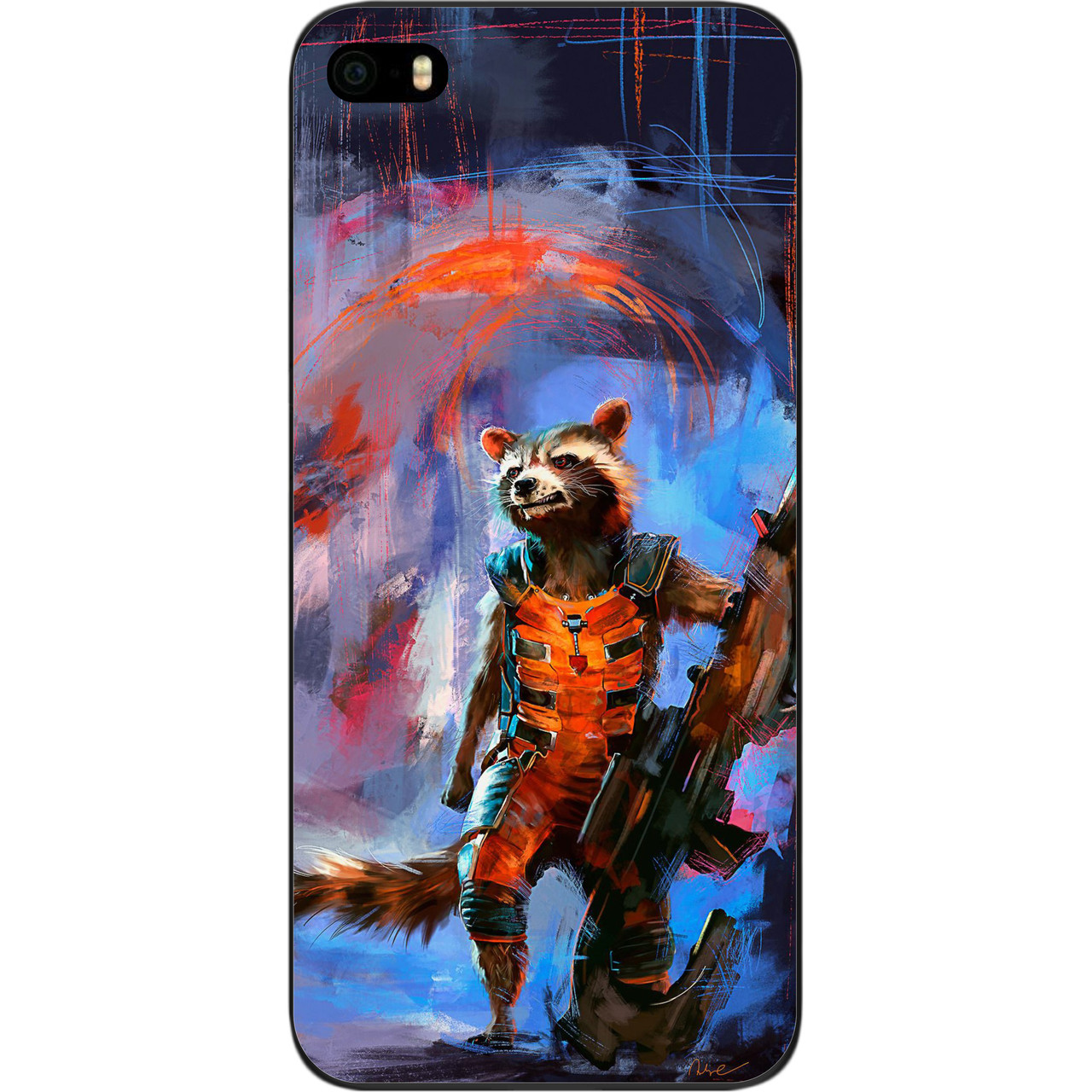 Бампер силіконовий чохол для iPhone SE з картинкою Єнот Ракета, фото 1