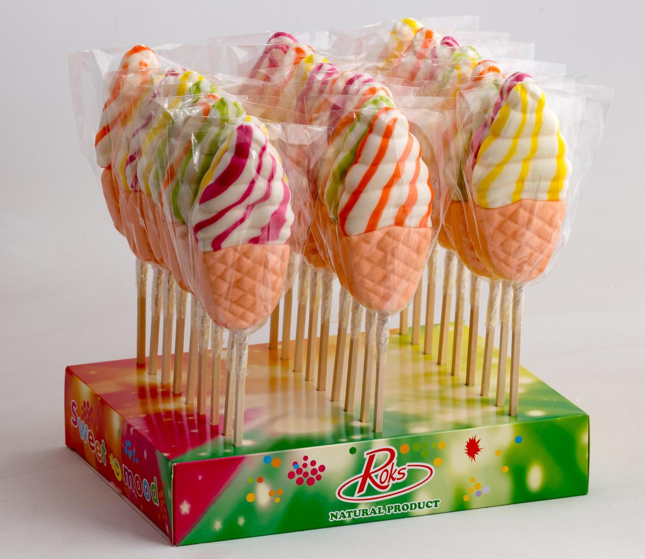 Льодяники на паличці Морозиво 80 г 27 шт Roks, фото 1