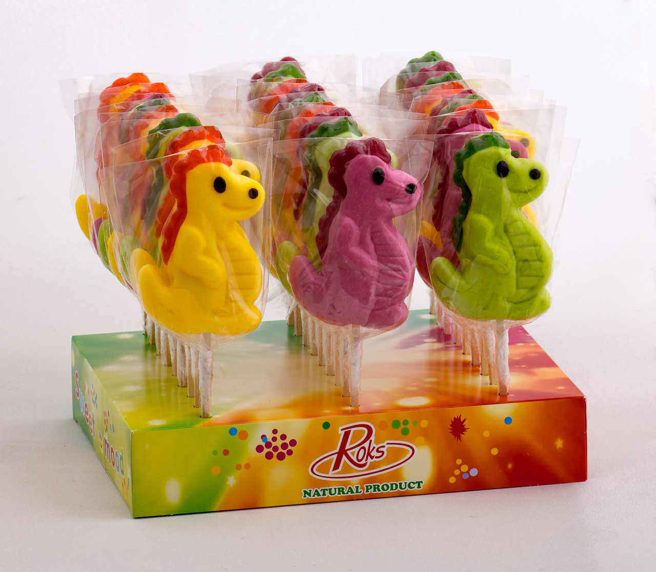 Льодяники на паличці Дракоша 80 г 27 шт Roks, фото 1