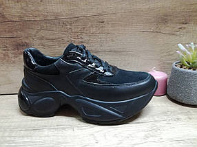 Жіночі кросівки чорні шкіряні стильні Anri de collo, фото 2