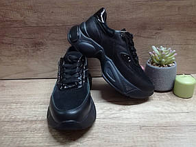Жіночі кросівки чорні шкіряні стильні Anri de collo, фото 3